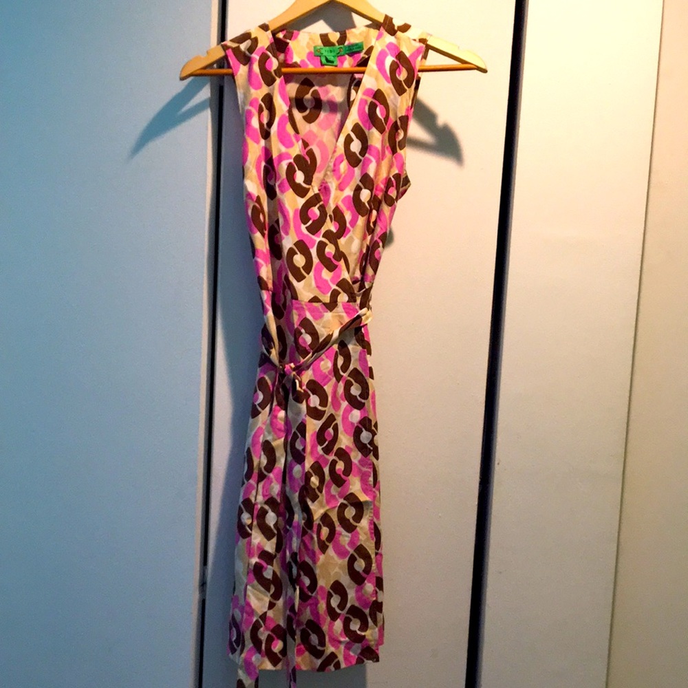 Silk sleeveless wrap dress size 4